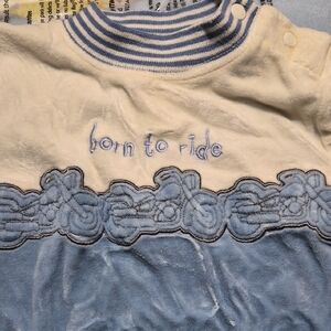 Harley Davidson - Born to Ride Kids Shirt - Blue and Cream